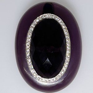 Oval pendant, sterling silver accents, imitation Amethyst, NWOT